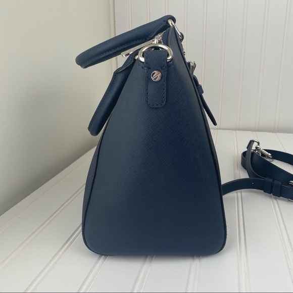 MICHAEL KORS - Ciara Navy Saffiano Leather Satchel - Picture 6 of 12